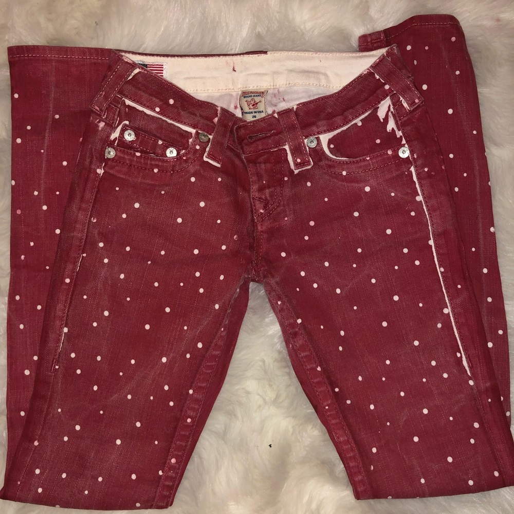 True Religion Red polka dot skinny jeans (Sz. 26)